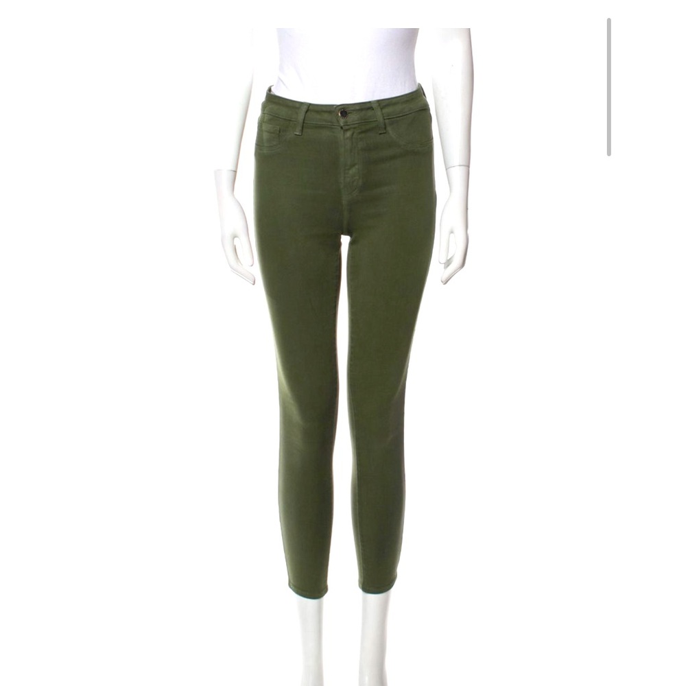 L’Agence green coated skinny jeans